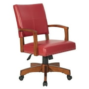 OSP FURNITURE Deluxe Wood Bankers Chair in Red Faux Leather