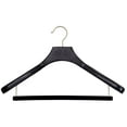 thumbnail image 1 of Deluxe Wooden Coat Hanger w/ Velvet Bar, Espresso Finish w/ Brushed Chrome, Box of 24 Large Wood Jacket & Suit Top Hangers 18 inches long by 2 inches wide by International Hanger, 1 of 1