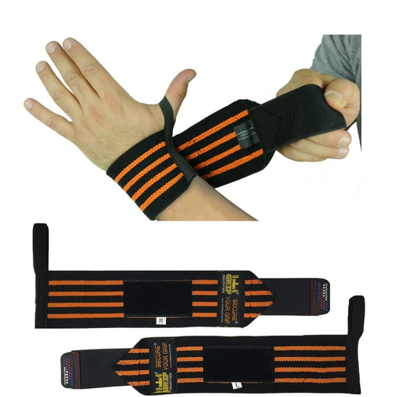 deluxe wrist wraps 13" long (1 pair /2 wraps) for weight lifting training wrist support cotton wraps gym bandage straps orange