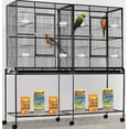 thumbnail image 1 of Deluxe X-LARGE Double Flight Bird House Breeding Breeder Cage With Center Divider Side Nest Box Doors Removable Rolling Stand Canary Parakeet Cockatiel Lovebird Finches, 1 of 11