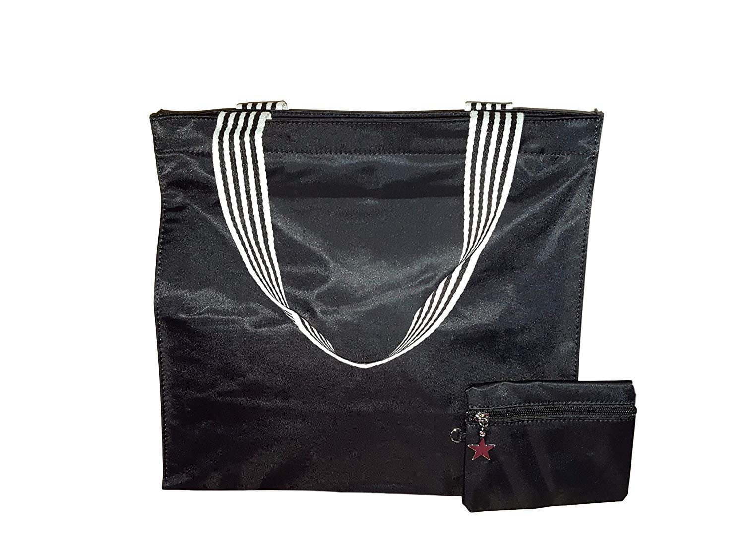 Deluxe Zip Top Tote Bag w/Small Pouch Black