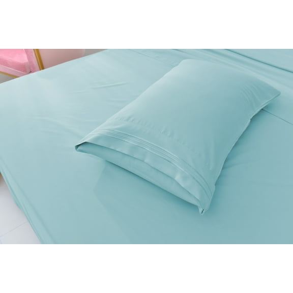 Deluxe2000 Series Soft Bamboo Derived Rayon Sheet Sets-Queen Aqua Sheets, Wrinkle Free - Deep Pockets - 4 Piece - 1 Fitted Sheet, 1 Flat, 2 Pillowcases Queen, Aqua