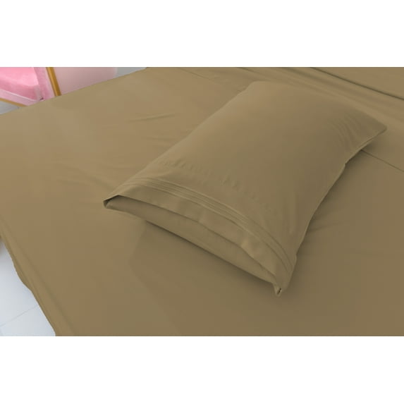 Deluxe2000 Series Soft Bamboo Derived Rayon Sheet Sets-Queen Brown Sheets, Wrinkle Free - Deep Pockets - 4 Piece - 1 Fitted Sheet, 1 Flat, 2 Pillowcases Queen, Brown