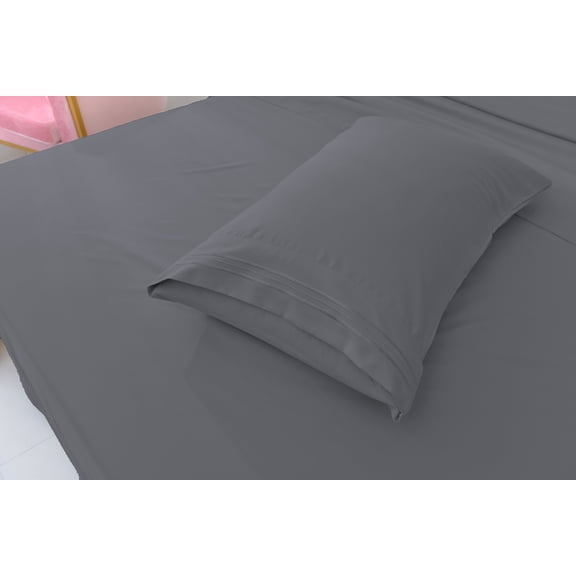 Deluxe2000 Series Soft Bamboo Derived Rayon Sheet Sets-Queen Gray Sheets, Wrinkle Free - Deep Pockets - 4 Piece - 1 Fitted Sheet, 1 Flat, 2 Pillowcases Queen, Gray