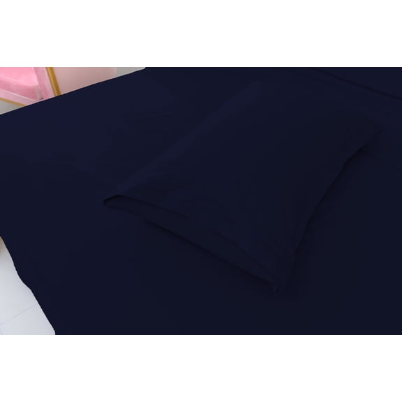 Deluxe2000 Series Soft Bamboo Derived Rayon Sheet Sets-Queen Navy Blue Sheets, Wrinkle Free - Deep Pockets - 4 Piece - 1 Fitted Sheet, 1 Flat, 2 Pillowcases Queen, Navy Blue