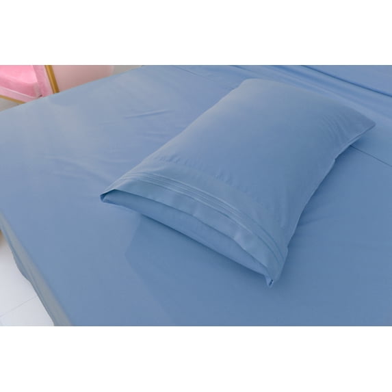 Deluxe2000 Series Soft Bamboo Derived Rayon Sheet Sets-Split King Blue Sheets, Wrinkle Free - Deep Pockets - 5 Piece - 2 Fitted Sheet, 1 Flat, 2 Pillowcases Split King, Blue