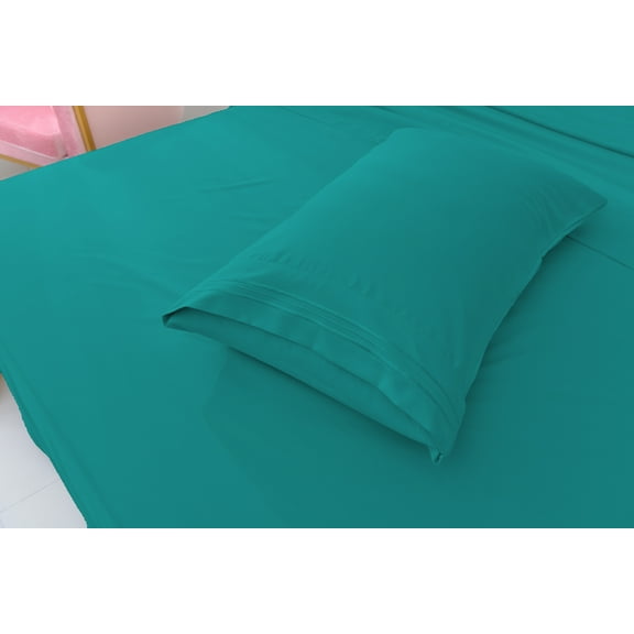 Deluxe2000 Series Soft Bamboo Derived Rayon Sheet Sets-Split King Teal Sheets, Wrinkle Free - Deep Pockets - 5 Piece - 2 Fitted Sheet, 1 Flat, 2 Pillowcases Split King, Teal