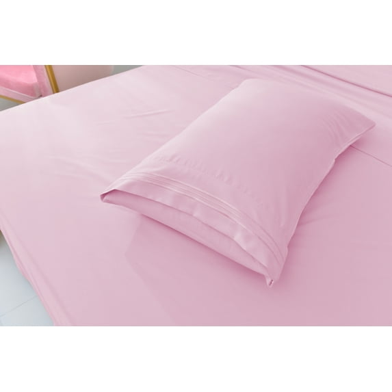 Deluxe2000 Series Soft Bamboo Derived Rayon Sheet Sets-Twin Pink Sheets, Wrinkle Free - Deep Pockets - 3 Piece - 1 Fitted Sheet, 1 Flat, 1 Pillowcases Twin, Pink