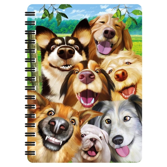 3D LiveLife Jotter - Canine Selfie from Deluxebase. Spiral Bound A6 5.5x4in Small Animal Notebook, 80 Plain Recycled Pages, Dog Cover.