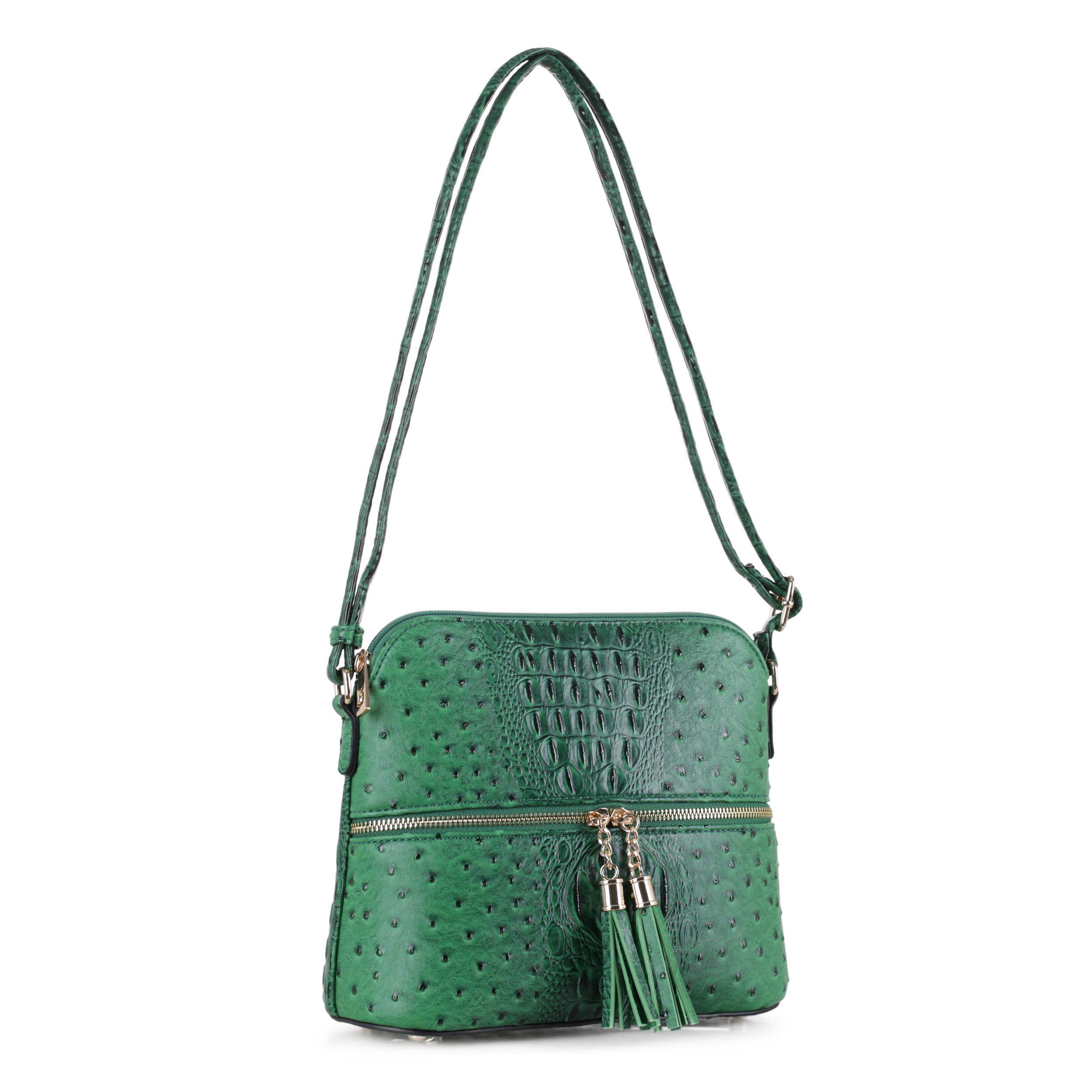 A GREEN OSTRICH 'KELLY' BAG