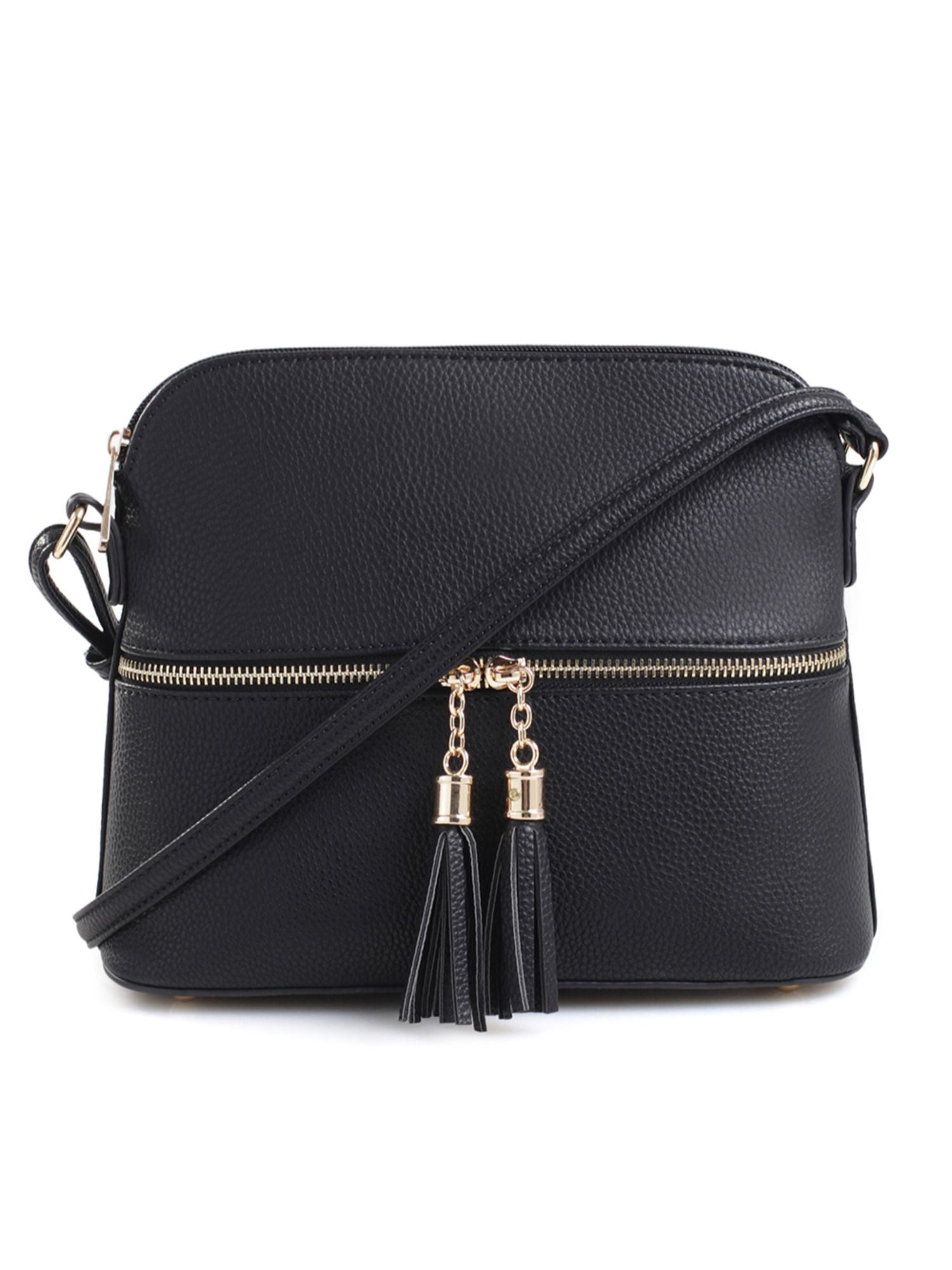 Lightweight Medium Dome Crossbody Bag Shoulder Bag with Tassel, Zipper  Pocket, Adjustable Strap- Blue