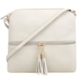 thumbnail image 1 of Deluxity Lightweight Medium Lady Crossbody Bag with Tassel-Beige, 1 of 7