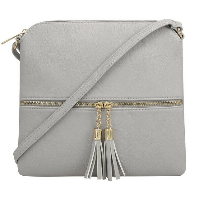 Deluxity Lightweight Medium Lady Crossbody Bag with TasselStone