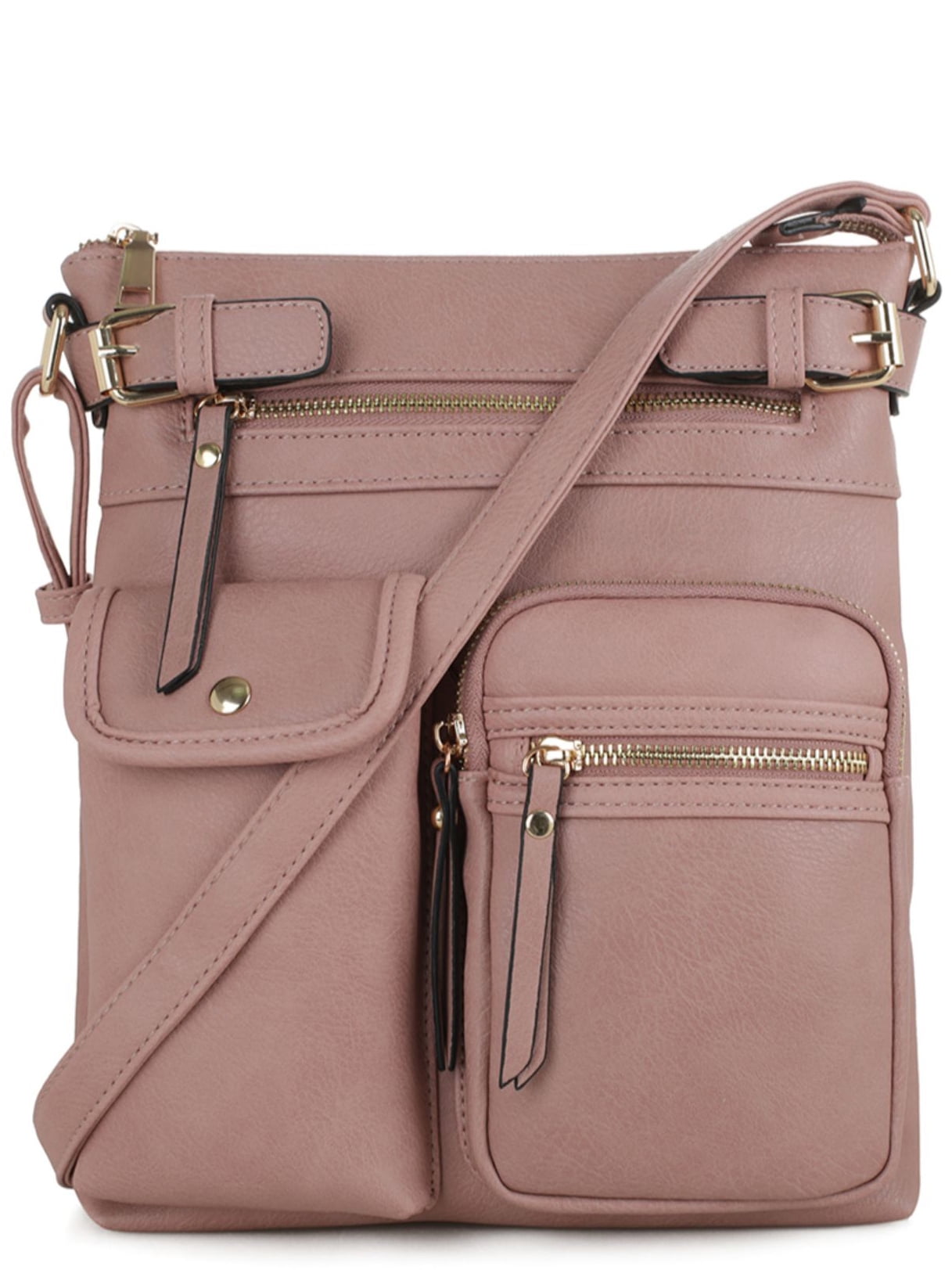 Deluxity Lightweight Medium Women Crossbody Bag Multi PocketMauve