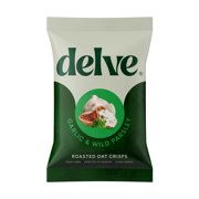 Delve Garlic & Wild Parsley Roasted Oat Crisps | High Fibre | 120g Share Bag | Bold Flavour | Made with 73% Oats | Great Source of Protein | Crunchy Oat Crisps for Dipping, Sharing & Snacking