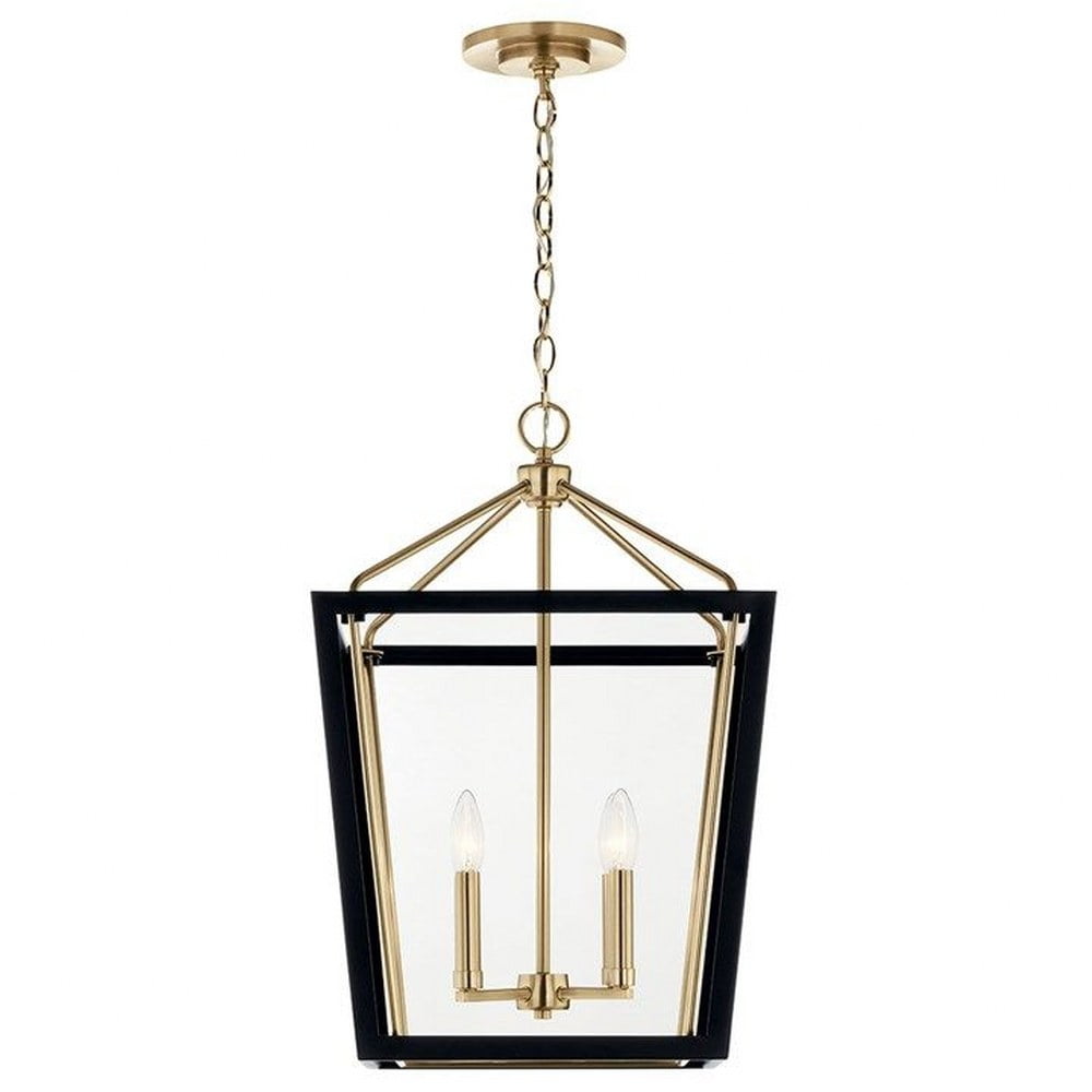 Delvin 4-Light Champagne Bronze and Black Pendant with Clear Glass