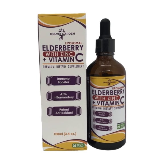 Delvix Garden Elderberry Drops with Zinc and Vitamin C for Adults and Kids 100ml
