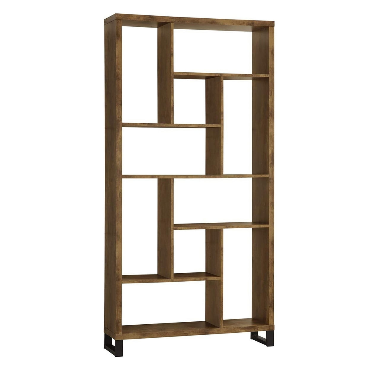 Antique Nutmeg and Black Transitional Bookcase with Cubes