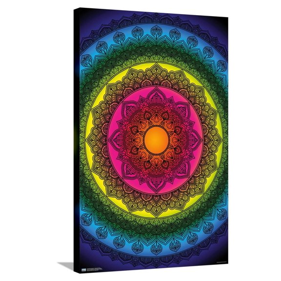 Delyth Angharad - Rainbow Mandalas Canvas Wall Poster, 22.375" x 34"