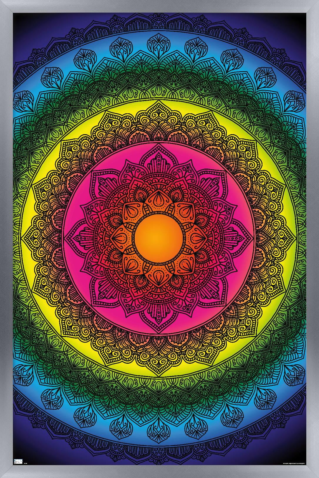 Delyth Angharad - Rainbow Mandalas Wall Poster, 14.725" x 22.375" Framed