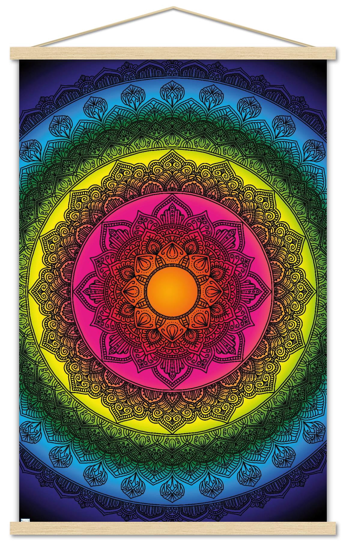Delyth Angharad - Rainbow Mandalas Wall Poster with Magnetic Frame, 22.375" x 34"