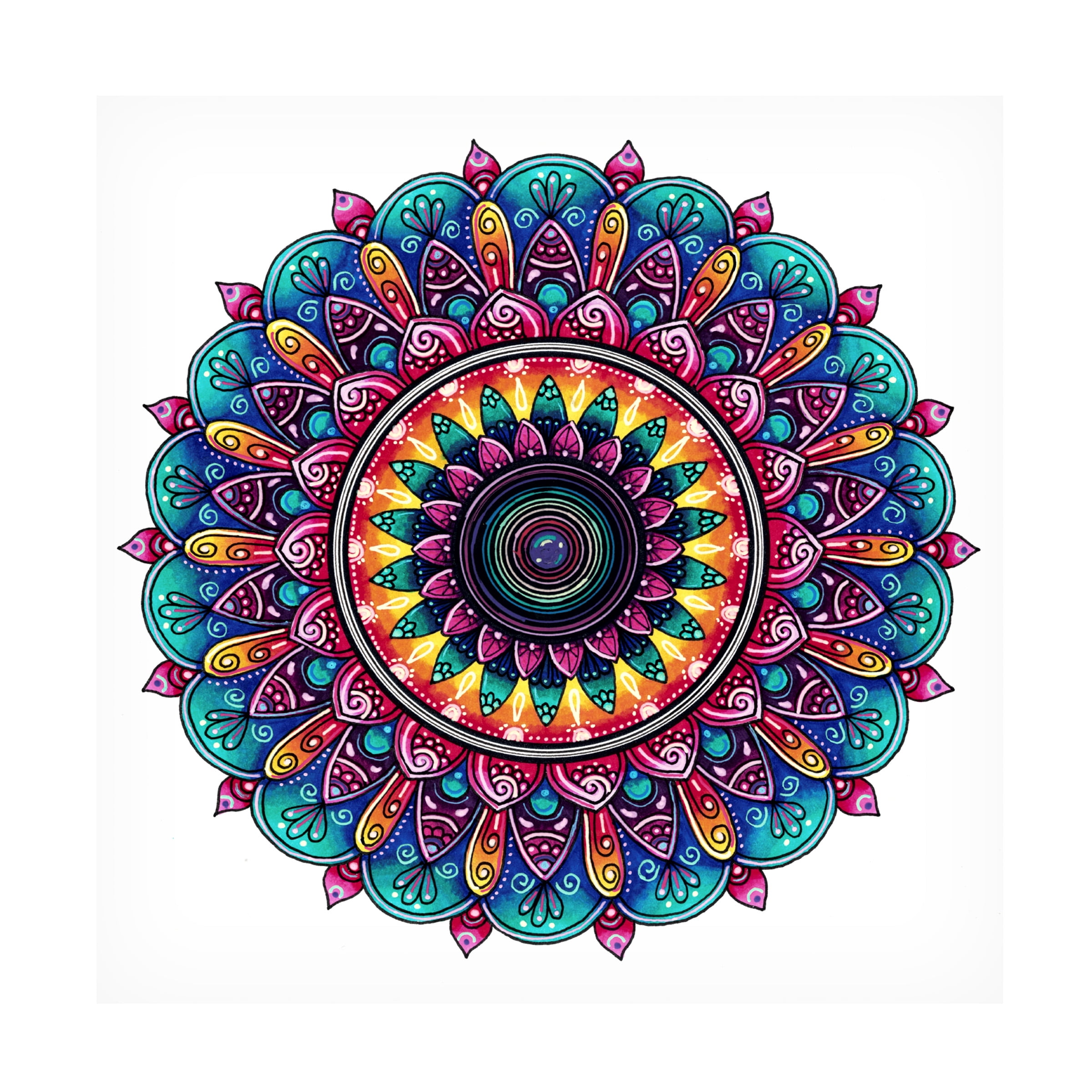 Delyth Angharad 'Retrowave Neon Mandala' Canvas Art