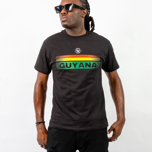 DemRoc Guyana Stripes of Pride Black T-Shirt (SMALL-XXL)