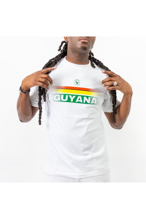 Guyana Stripes of Pride White T-Shirt (SMALL-XXL)