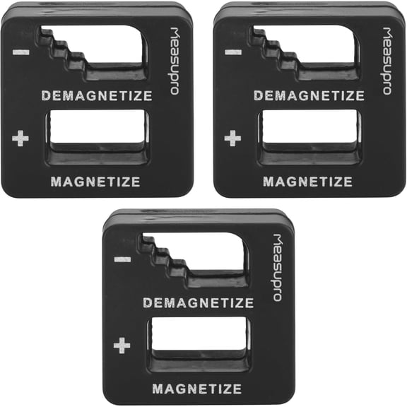 Demagnetizer and Magnetizer - Black - 3 Pack - for Screwdrivers Tips, Bits, and Small Tools, Large or Big Screws, Drills, Drill Bits, Sockets, Nuts, Bolts, Nails and Precision Construction