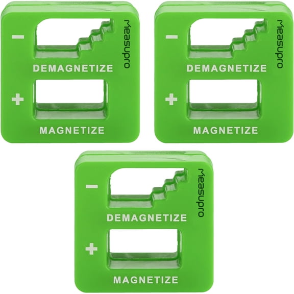 Demagnetizer and Magnetizer - Green - 3 Pack - for Screwdrivers Tips, Bits, and Small Tools, Large or Big Screws, Drills, Drill Bits, Sockets, Nuts, Bolts, Nails and Precision Construction