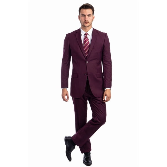 Demantie Suits Two Button Burgundy Suit Size 48 Regular