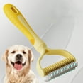 thumbnail image 1 of Dematting Comb for Dogs/Cats,2-Sided Undercoat Detangler Brush for Shedding,Matted Hair & Fur Remover,Painless Pet Grooming Rake with Non-Slip Handle - 2PCS, 1 of 5