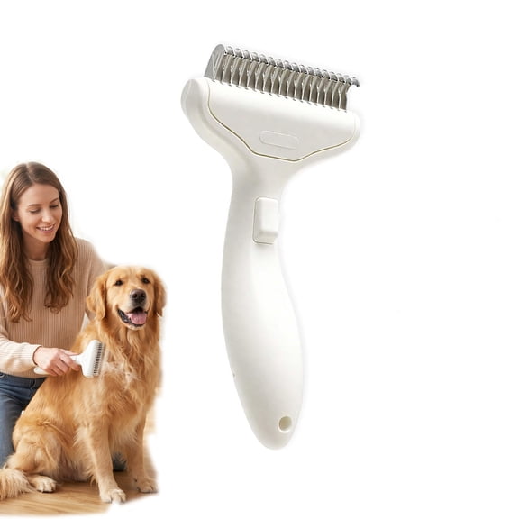 Dematting Comb for Dogs and Cats - Deshedding Tool for Dogs, Pet Grooming Tool Undercoat Rake for Long Hair, Dual-Sided Brush Removes Tangles & Loose Fur