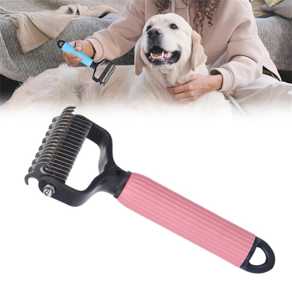 Dematting Comb for Dogs and Cats,Double Sided Undercoat Rake with Rotating Teeth,Safely Removes Mats, Tangles, and Loose Hair,for Long and Short Coats，Pink