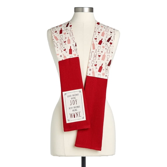 Demdaco Bring Joy Wine Red 69 inch Cotton Fabric Fashion Kitchen Boa Scarf