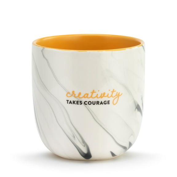 Demdaco Creativity Courage Marbled 6 inch Ceramic Stoneware Cachepot Planter