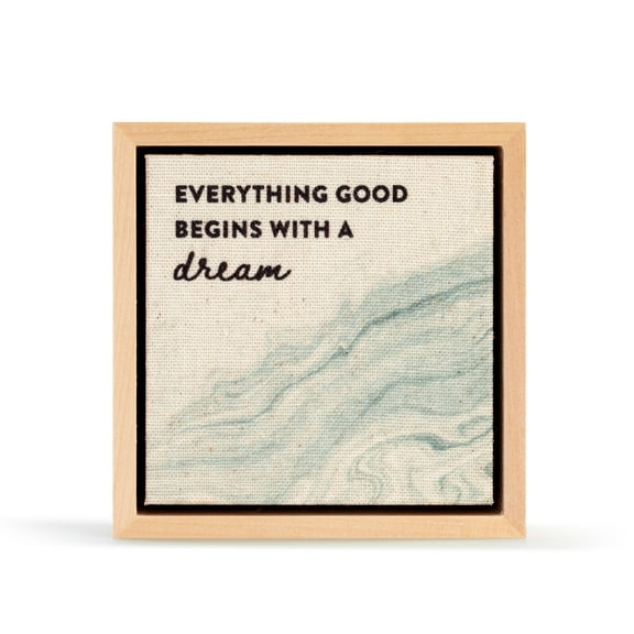 Demdaco Everything With A Dream Marbled Blue 4.5 x 4.5 Birch Wood Plaque Sign