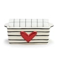 thumbnail image 1 of Demdaco Heart and Stripes Red 7 x 3 Stoneware Mini Loaf Pan With Towel Set, 1 of 3