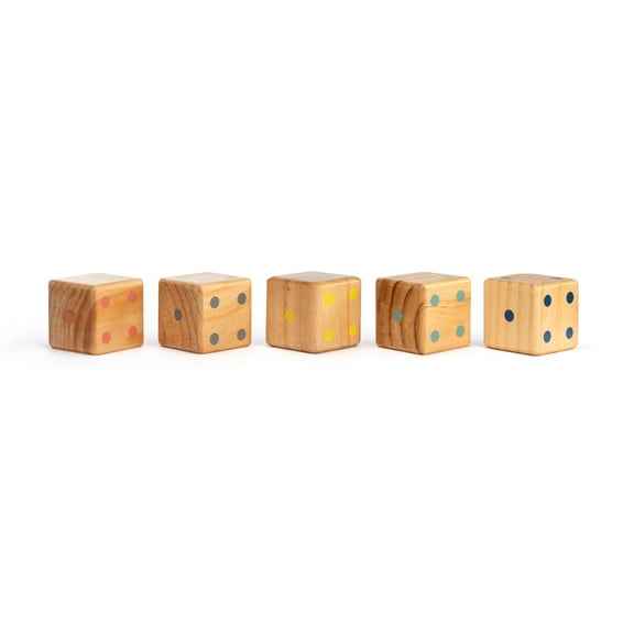 Demdaco Let The Good Times Roll Woodgrain 3.5 inch Wood Yard Dice Set of 5
