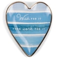thumbnail image 1 of Demdaco Wish Blue Stripe 4 x 3.5 Ceramic Stoneware Art Heart Trinket Dish, 1 of 3