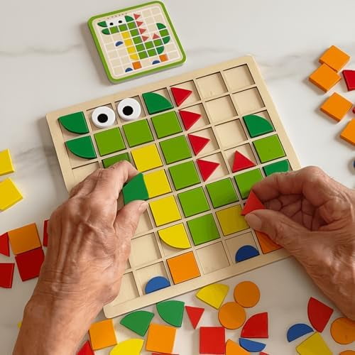 Dementia Activities for Seniors, Wooden Puzzles for Adults, Memory Games for Seniors with Dementia, Alzheimers Products for Elderly, Cognitive Therapy Puzzle, Brain Occupational Gift$$Office