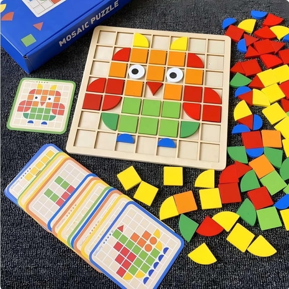 Dementia Activities for Seniors, 120 Piece Wooden Matching Puzzle Game, Alzheimers Products for Elderly, Shape Pattern Memory Activity Board