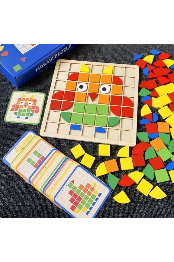 Dementia Activities for Seniors, 120 Piece Wooden Matching Puzzle Game, Alzheimers Products for Elderly, Shape Pattern Memory Activity Board