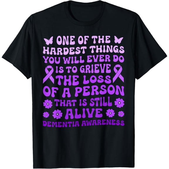 Dementia Alzheimer's Awareness Women Purple Flower Butterfly T-Shirt, F681 Sweatshirt All Size S-5XL