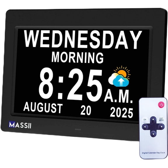 Dementia Clock with Date Time Voice Announcement, 27 Alarms Custom Reminders, Sleep Trainer, Auto DST, 10 Levels Night Dimmer, Large Talking Digital Calendar Clock for Elderly with 1.5M Adaptor
