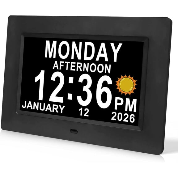 Dementia Clock for Seniors Digital Clock with Date and Time for Elderly-15 Alarms Level 5 Brightness Large Number Display Alzheimers Clock Calendar Day Clocks
