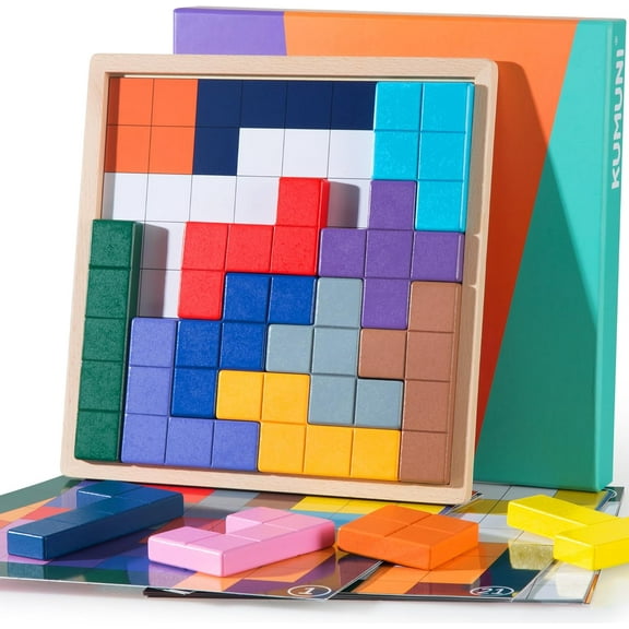 Dementia Products for Elderly, Wooden Tiles Matching Game with 40 Templates, Dementia Activities for Seniors, Easy Memory Games for Alzheimer's, Large Puzzle Pattern Blocks