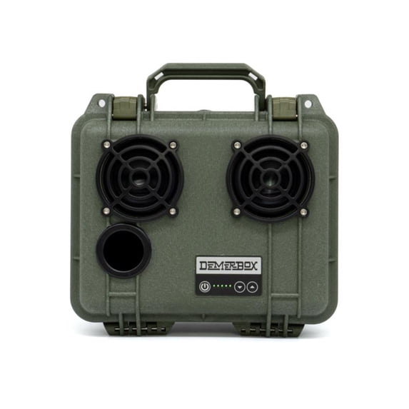 DemerBox: Waterproof, Portable, and Rugged Outdoor Bluetooth Speakers. Loud Sound, Deep Bass, 40+ hr Battery Life, Dry Box + USB Charging, Multi-Pairing Party Mode. Green