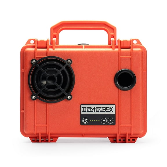 DemerBox Waterproof, Portable, and Rugged Outdoor Speakers. Loud Sound, 40+ hr Battery Life, Dry Box + USB Charging, Pairing Party Mode. Built to Last + Fully Serviceable, Orange