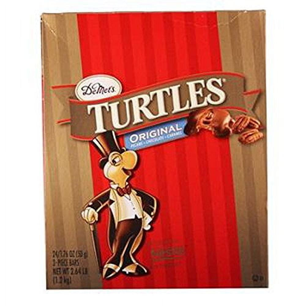 Demet's Original Chocolate Turtles Caramel Cluster 3-piece King Size Bars - 24 Ct. Case